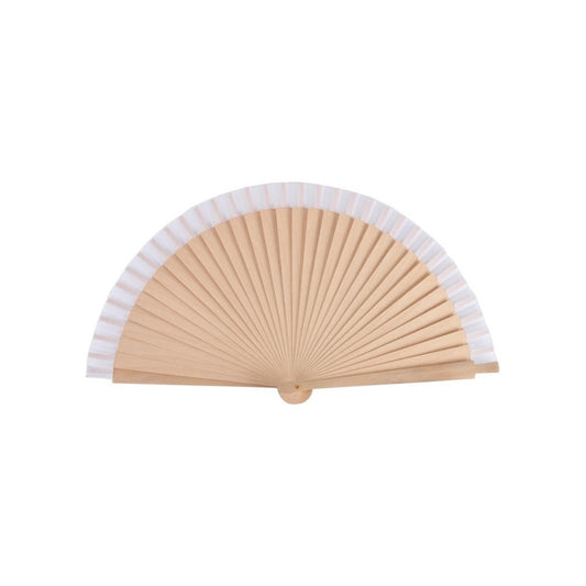 Home Universal ® Pack 12 Unidades Abanicos Madera con Tela Lisa 23cm, Detalles para los Invitados, Regalos de Boda, Fiestas, Comuniones y Otros Eventos(23cm_Blanco)