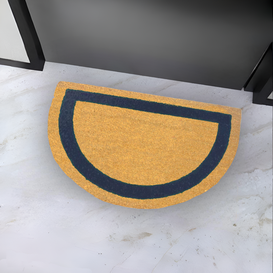 Home Universal ® Felpudos 60x40CM Fibra de Coco | Base Antideslizante de Caucho | Apto para el Exterior (Medio circulo) Azul