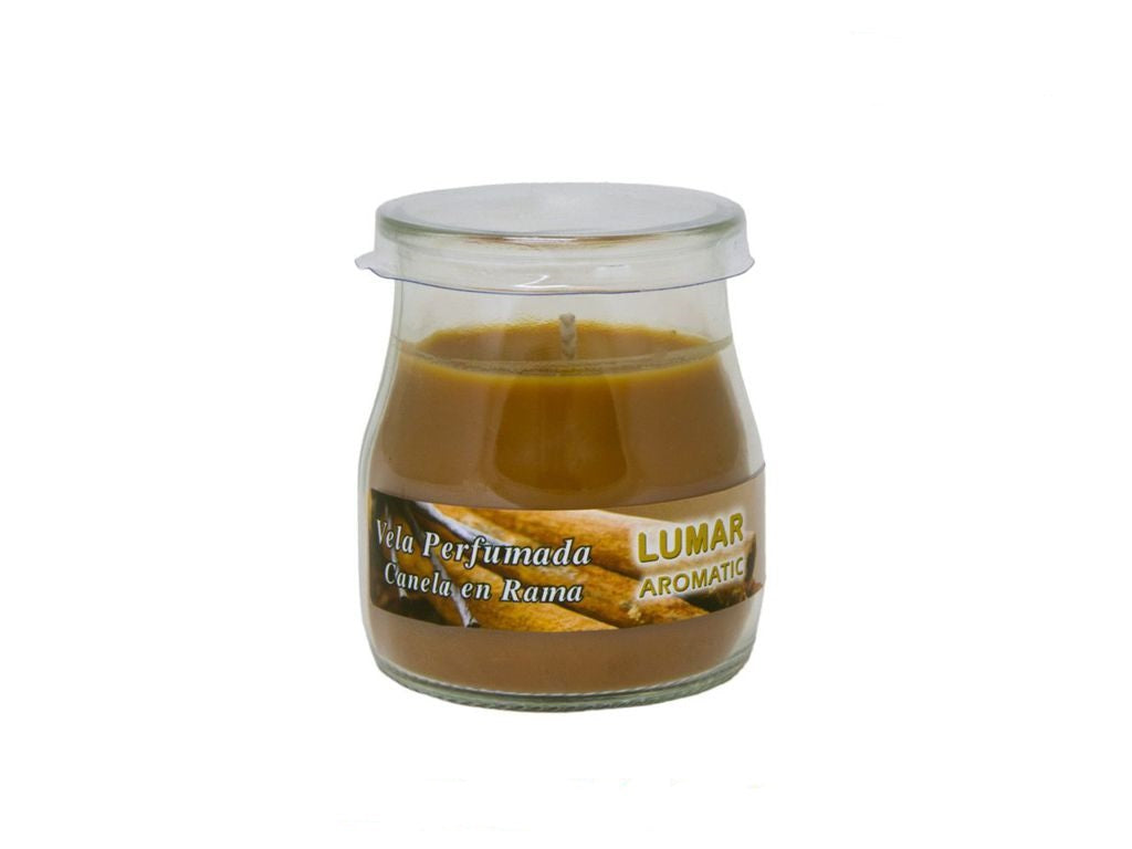 Home Universal® Pack de 3/6/12 Velas Aromáticas en Vaso de Cristal Reciclable LUMAR AROMATIC – 24h de Duración por Vela – Cera Vegetal Perfumada – 16 Fragancias Disponibles – Fabricadas en España – 7x6cm (Canela en Rama)