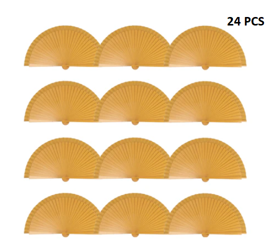 HOME UNIVERSAL Abanicos Madera Liso 23CM, Detalles para los Invitados, Regalos de Boda, Fiesta, Comunión o Bautizo (23cm_Oro)