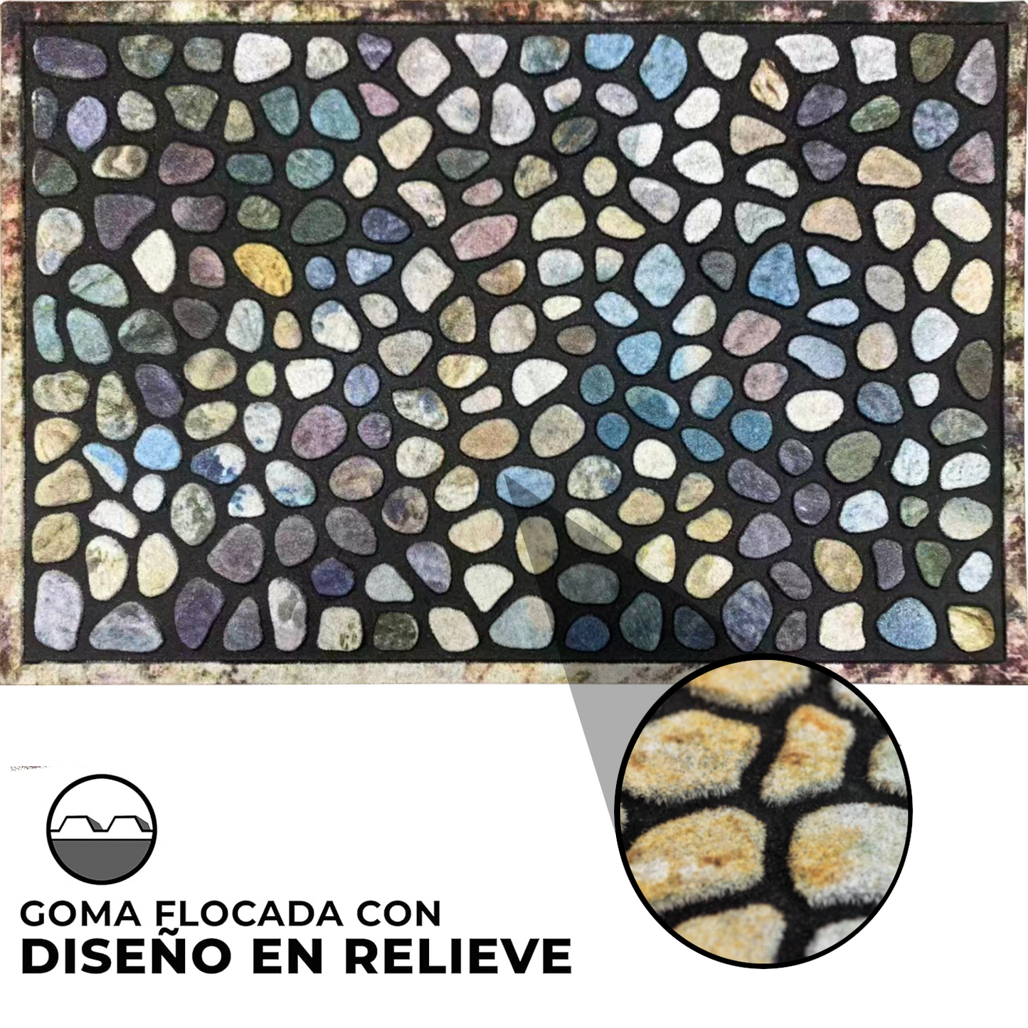 Home Universal® Felpudo de Goma Antideslizante para Exterior y interior – Resistente a Lluvia y Barro, Limpia Zapatos, Alta Durabilidad – Varias Medidas, 45X75CM, Gris (Estilo Baldosas Vintage)