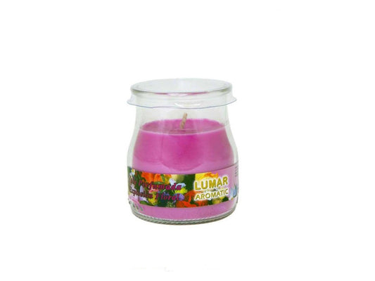 Home Universal® Pack de 3/6/12 Velas Aromáticas en Vaso de Cristal Reciclable LUMAR AROMATIC – 24h de Duración por Vela – Cera Vegetal Perfumada – 16 Fragancias Disponibles – Fabricadas en España – 7x6cm (Explosión Floral)