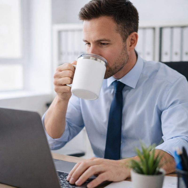 Home Universal® Taza Térmica 400 ml de Acero Inoxidable con Tapa – Vaso Termo Reutilizable para Café y Té, Mantiene Bebidas Calientes y Frías (Rojo)