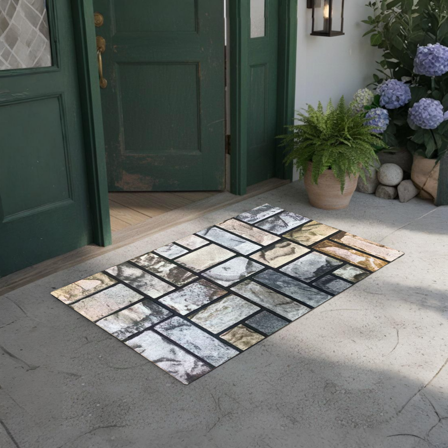 Home Universal® Felpudo de Goma Antideslizante para Exterior y interior – Resistente a Lluvia y Barro, Limpia Zapatos, Alta Durabilidad – Varias Medidas, 40X60CM, Piedra Irregular Rústica