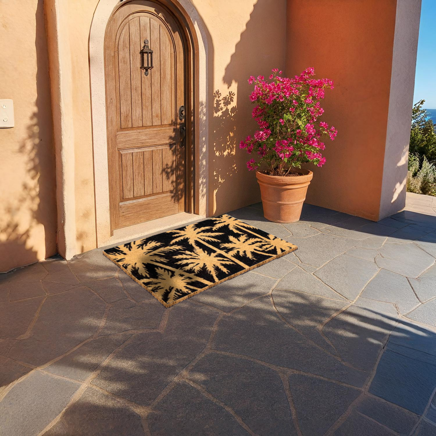 HOME UNIVERSAL | Felpudos de Fibra de Coco con Base Antideslizante 60x40x1.5CM (Palmera)