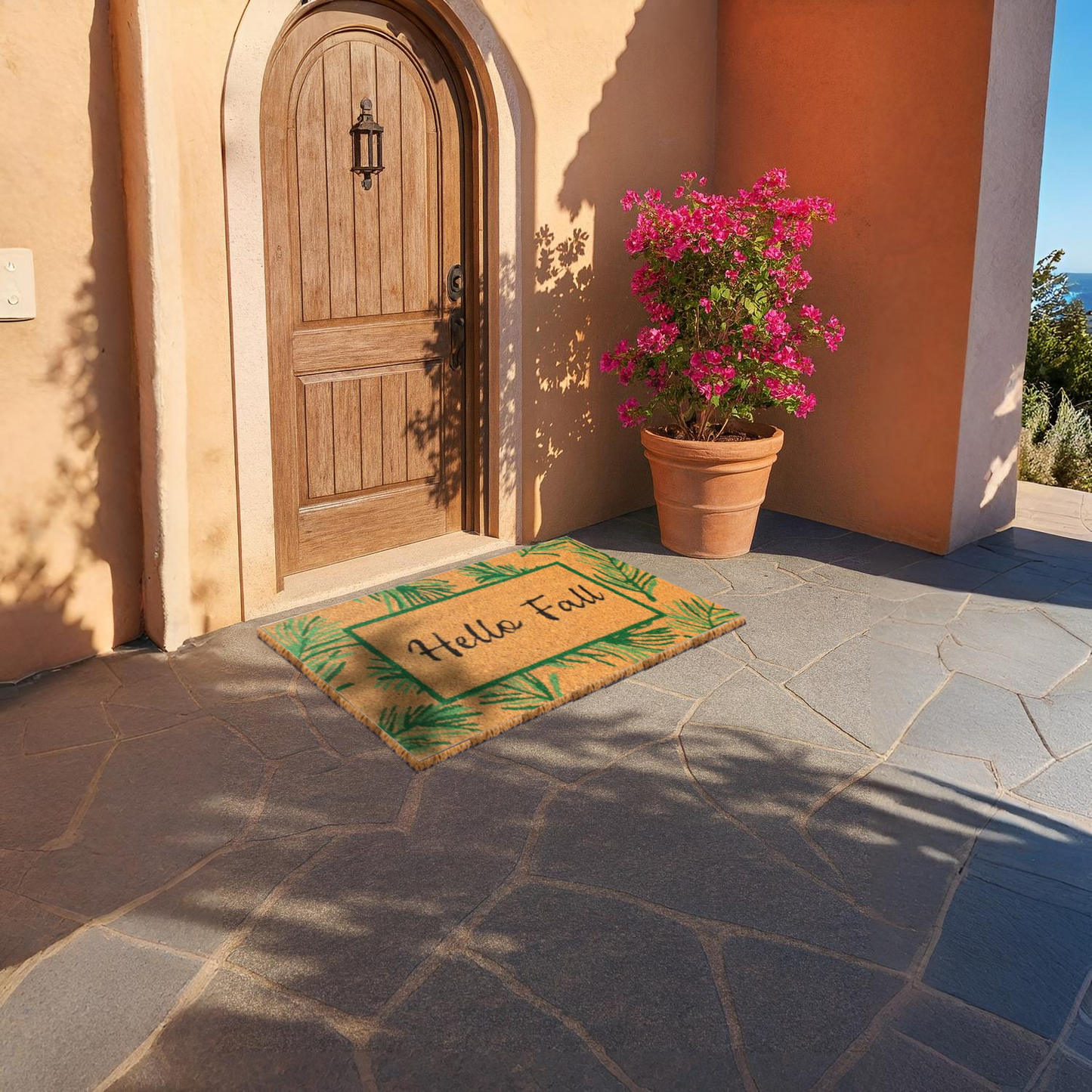 HOME UNIVERSAL | Felpudos de Fibra de Coco con Base Antideslizante 60x40x1.5CM (Hello Fall)