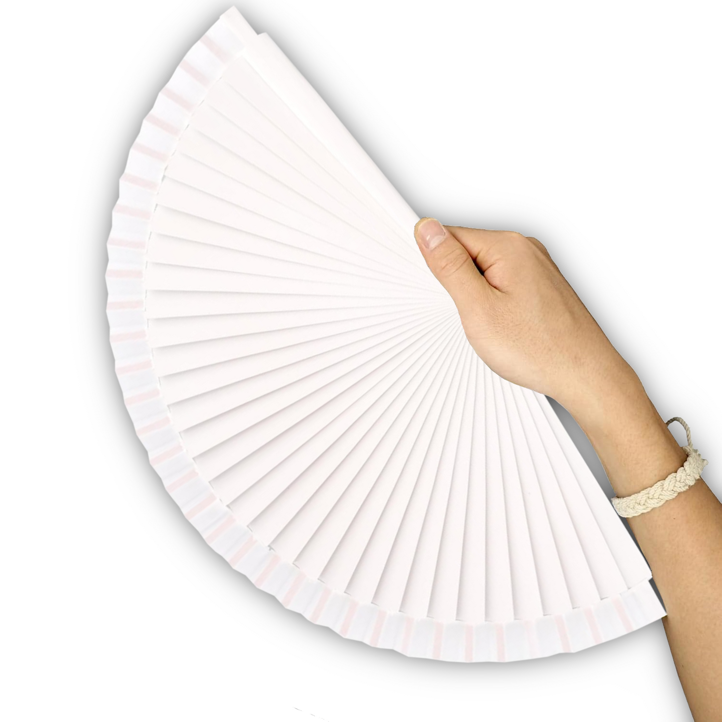 Home Universal ® Abanico Madera Español con Tela Lisa 23cm, Detalles para los Invitados, Regalos de Boda, Fiestas, Comuniones y Otros Eventos (Blanco)