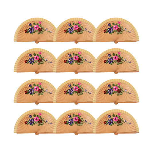 Home Universal® Pack12 Abanicos Madera Pintado por 1 Cara, Abanicos Artesanales Pintados a Mano, Abanicos Españoles (UNA_CARA_PACK12_ Madera)