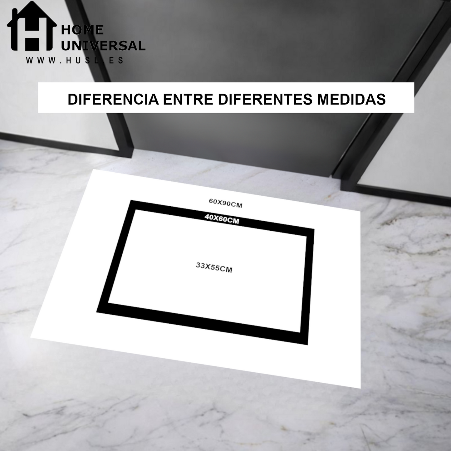 Home Universal ® Felpudos Fibra de Coco | Base Antideslizante de Caucho | Apto para el Exterior (Rectangular) Verde