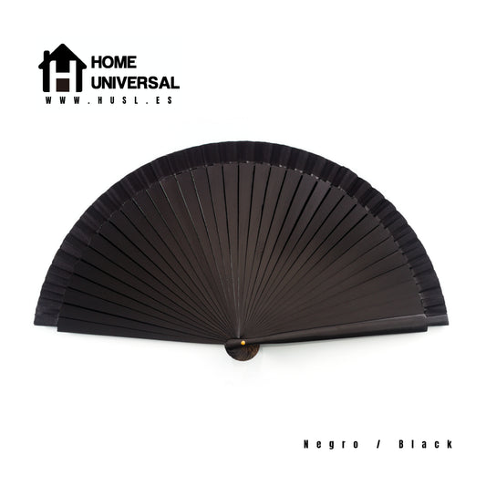 HOME UNIVERSAL Abanicos Madera Liso 23CM, Detalles para los Invitados, Regalos de Boda, Fiesta, Comunión o Bautizo (23cm_Negro)