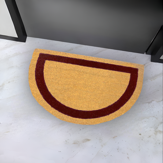 Home Universal ® Felpudos 60x40CM Fibra de Coco | Base Antideslizante de Caucho | Apto para el Exterior (Medio circulo) Rojo