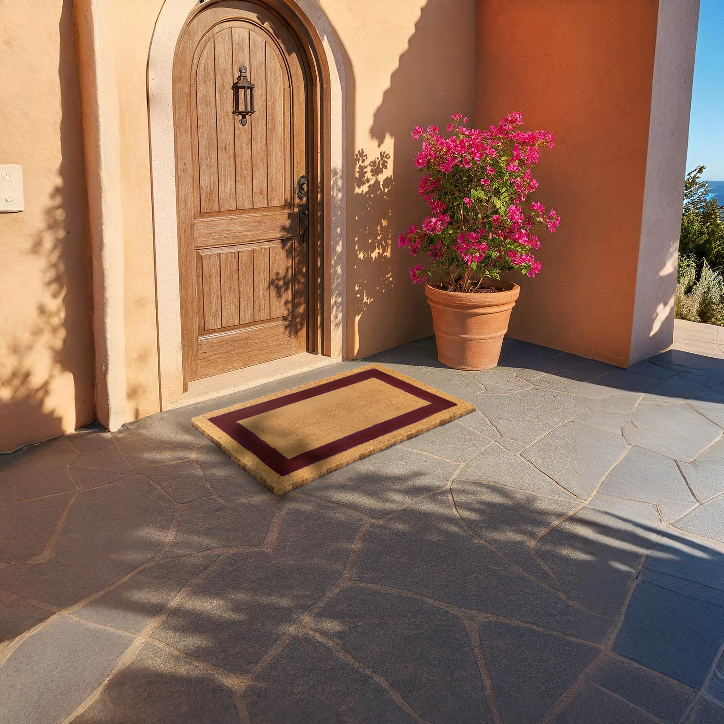 Home Universal ® Felpudos Fibra de Coco | Base Antideslizante de Caucho | Apto para el Exterior (Rectangular) Rojo