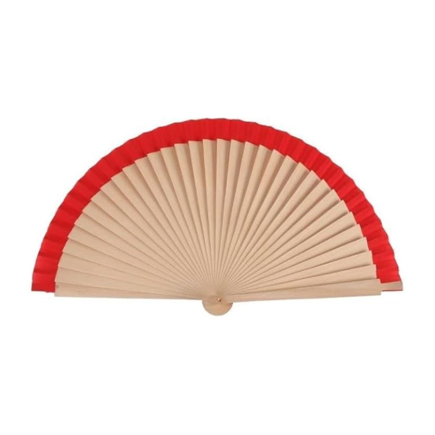 Home Universal ® Pack 12 Unidades Abanicos Madera con Tela Lisa 23cm, Detalles para los Invitados, Regalos de Boda, Fiestas, Comuniones y Otros Eventos((23cm_Rojo))