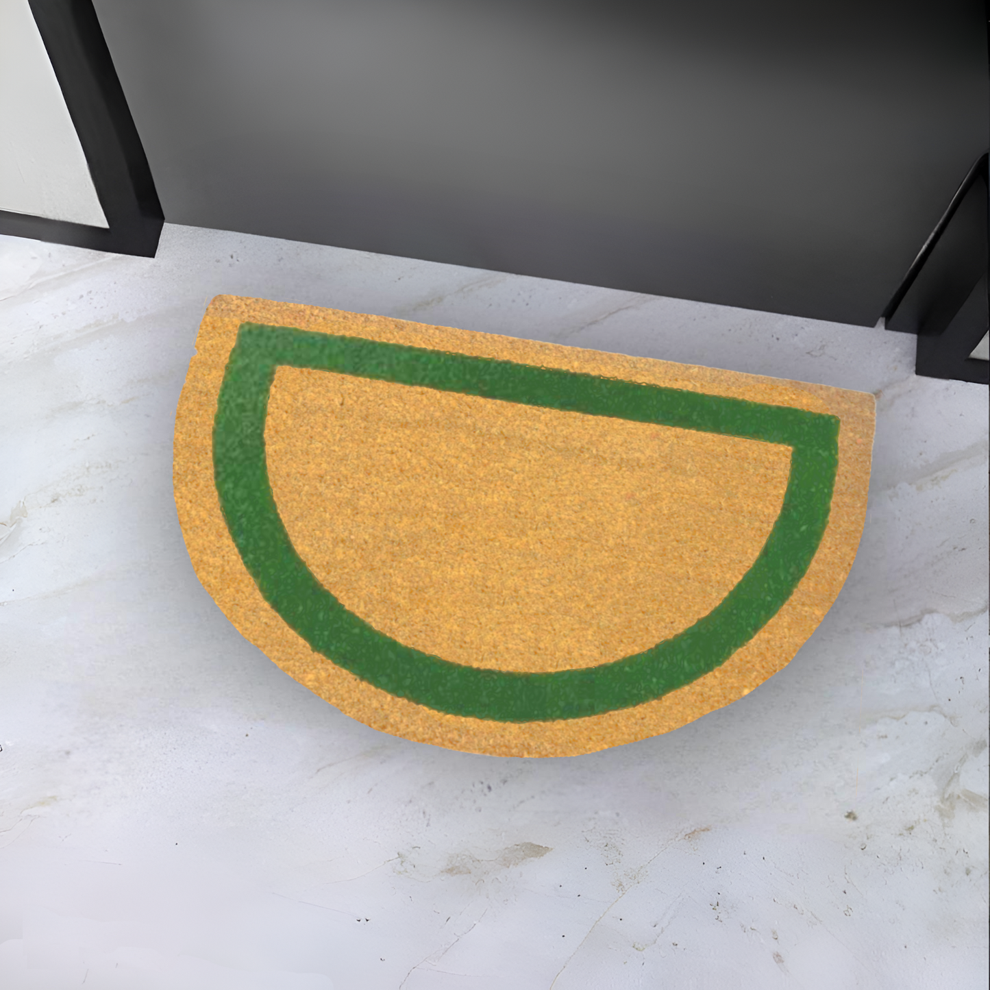 Home Universal ® Felpudos 60x40CM Fibra de Coco | Base Antideslizante de Caucho | Apto para el Exterior (Medio circulo) Verde