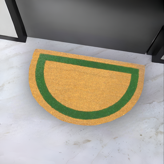 Home Universal ® Felpudos 60x40CM Fibra de Coco | Base Antideslizante de Caucho | Apto para el Exterior (Medio circulo) Verde