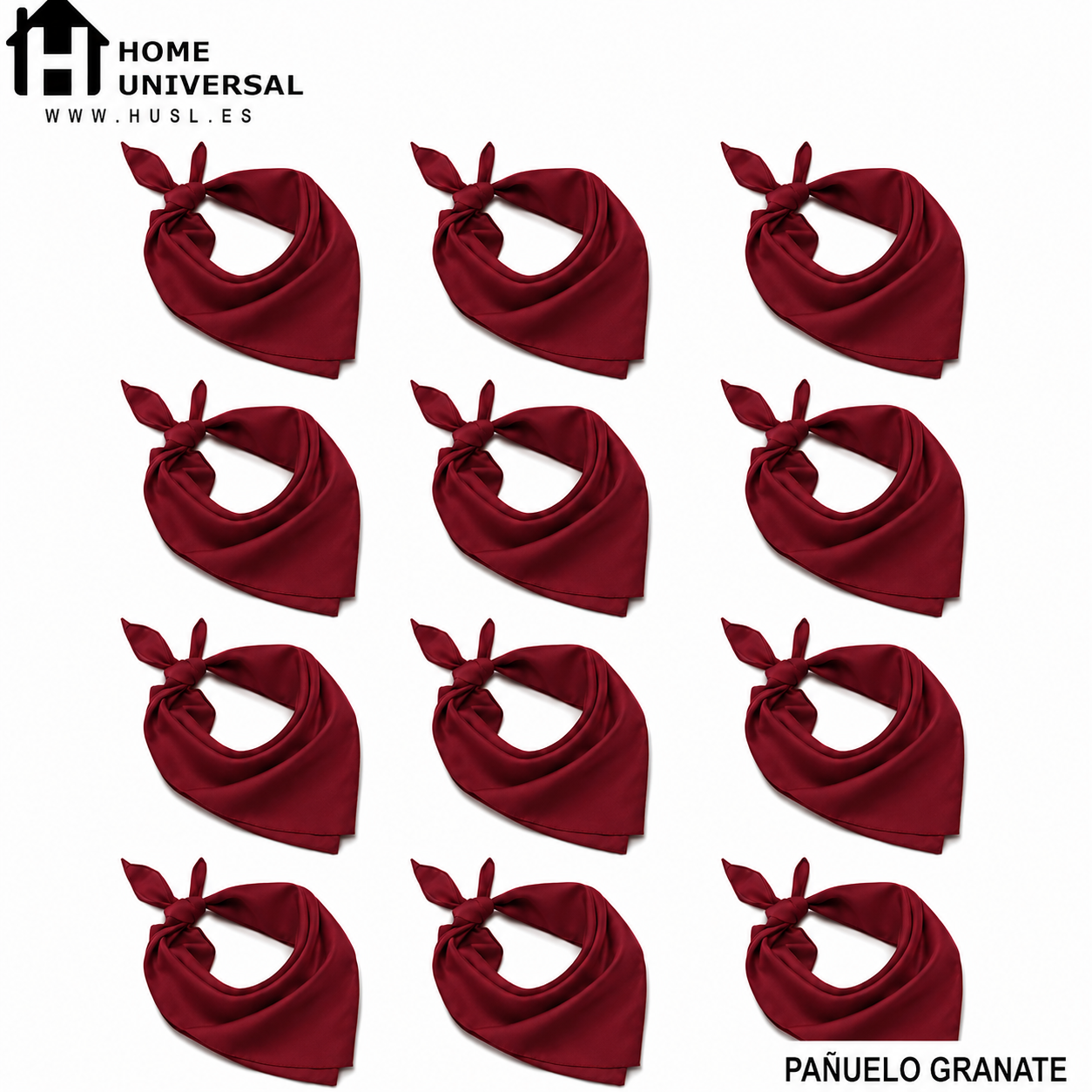 HOME UNIVERSAL® Lote 12 Pañuelos Granates | Pañuelos Granates San Fermín | Fiestas del Toro | Lote Grande 12 Unidades