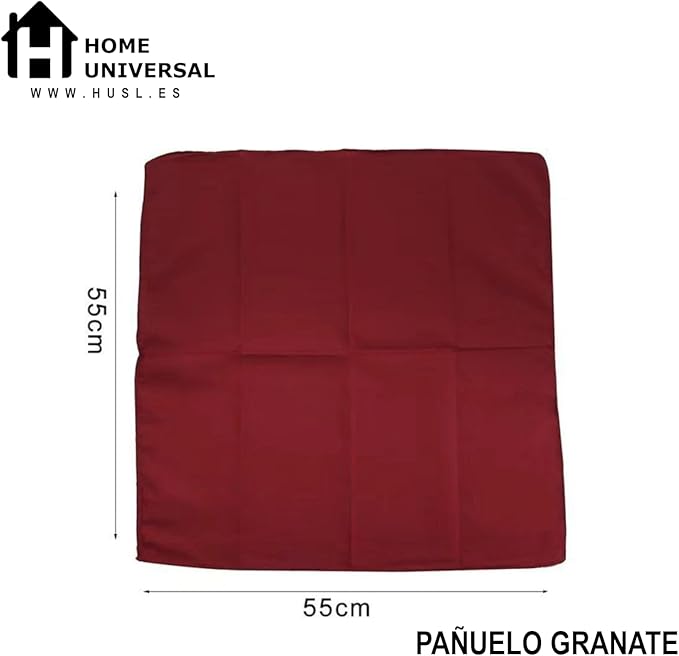 HOME UNIVERSAL® Lote 12 Pañuelos Granates | Pañuelos Granates San Fermín | Fiestas del Toro | Lote Grande 12 Unidades