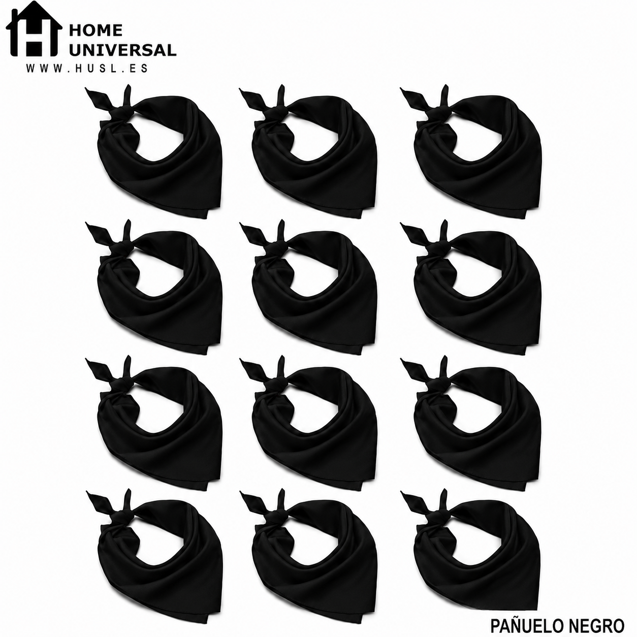 HOME UNIVERSAL® Lote 12 Pañuelos Negros | Pañuelos Negros San Fermín | Fiestas del Toro | Lote Grande 12 Unidades