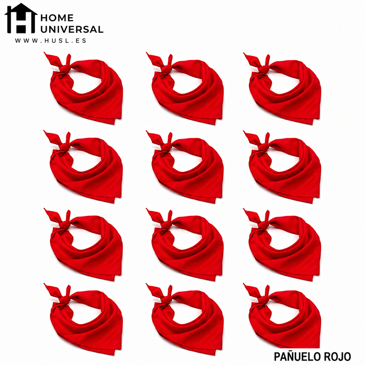 HOME UNIVERSAL® Lote 12 Pañuelos Rojos | Pañuelos Rojos San Fermín | Fiestas del Toro | Lote Grande 12 Unidades