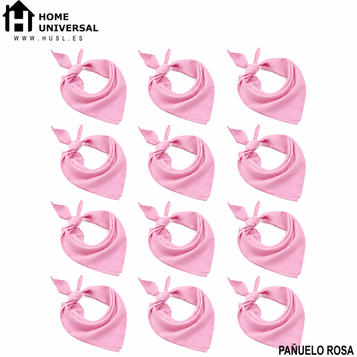 HOME UNIVERSAL® Lote 12 Pañuelos Rosos | Pañuelos Rosos San Fermín | Fiestas del Toro | Lote Grande 12 Unidades