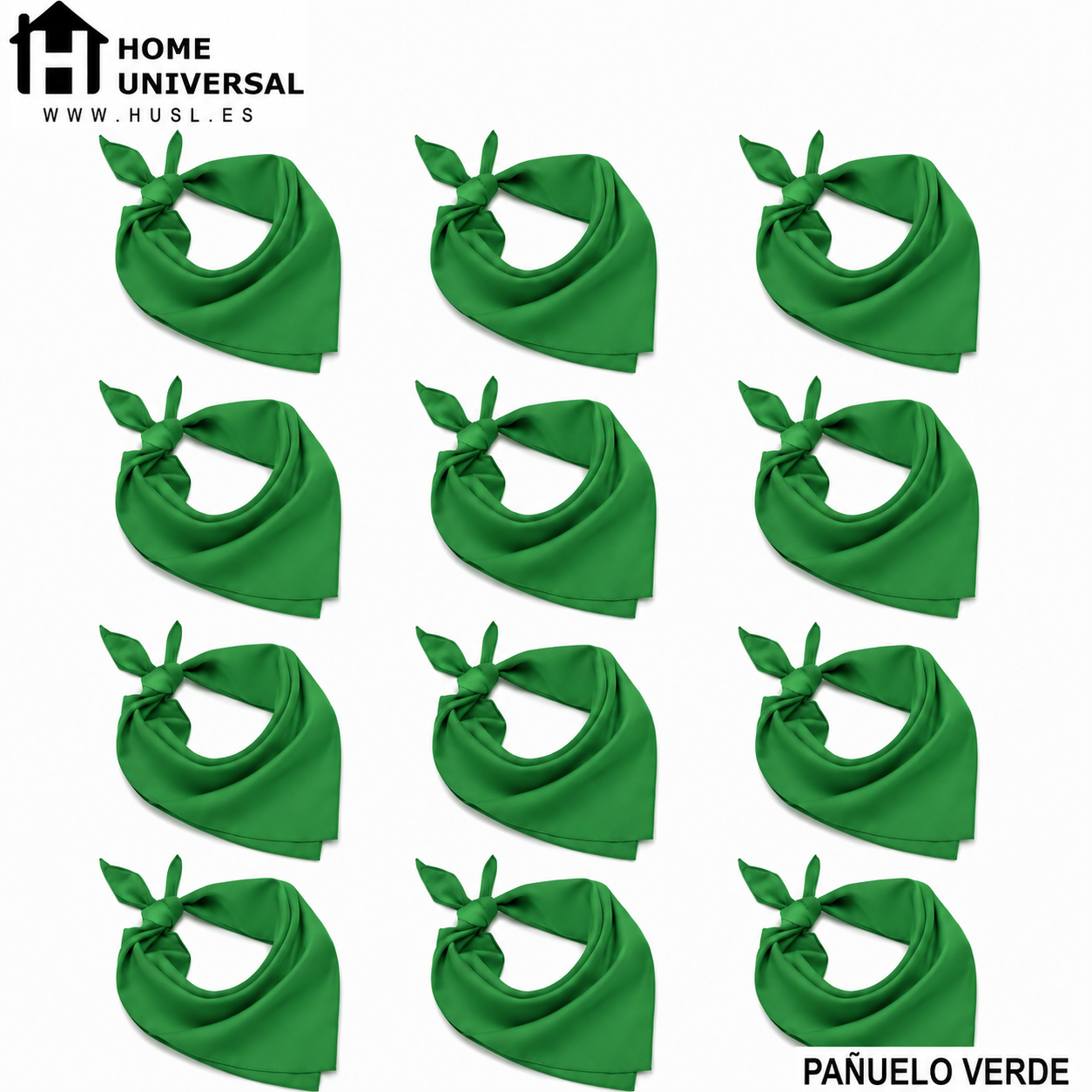 HOME UNIVERSAL® Lote 12 Pañuelos Verdes | Pañuelos Verdes San Fermín | Fiestas del Toro | Lote Grande 12 Unidades