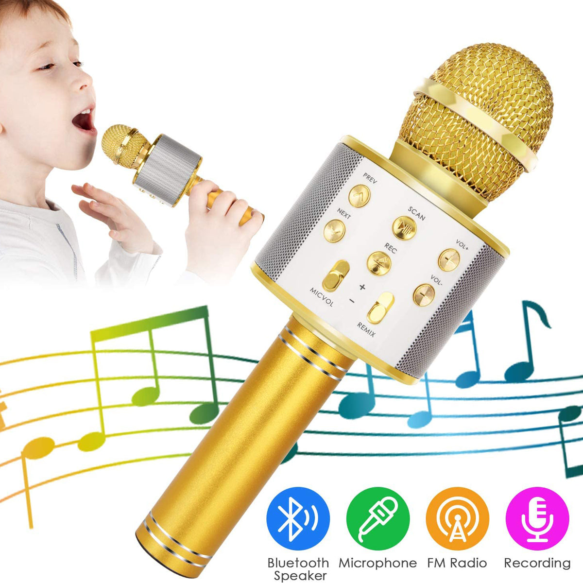 Micrófono con altavoz inalámbrico Bluetooth WS-858 de mano para Karaoke reproductor USB KTV