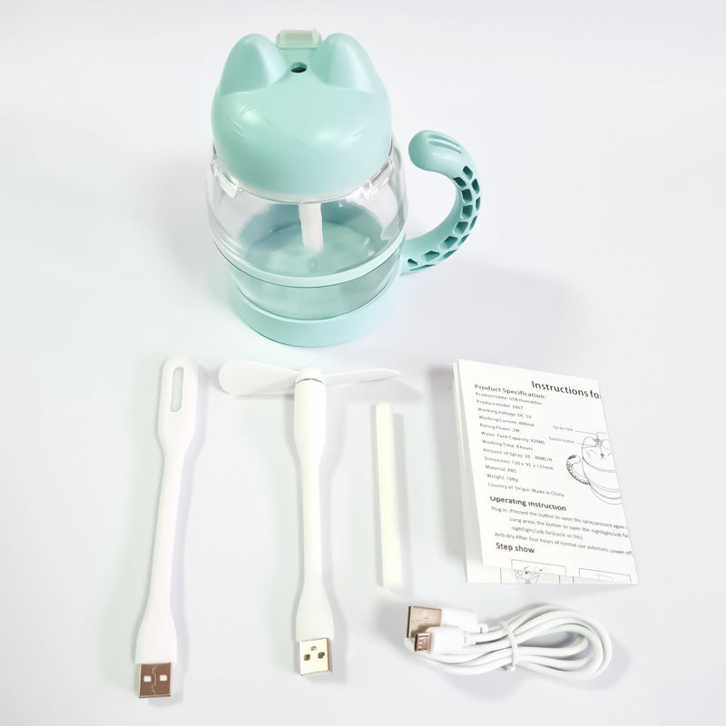 Humidificador 200 ml Con Forma De Gato, Con Luz Nocturna LED, Difusor Aromaterapia, Conexión De USB, Para Oficina/Hogar