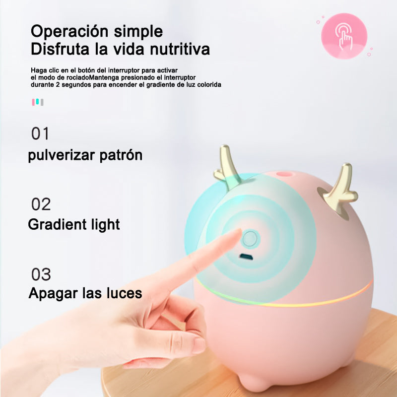 Humidificador de forma de Ciervo de Dibujos Animados, Mini humidificador de Aire silencioso de Escritorio USB de 200 ml