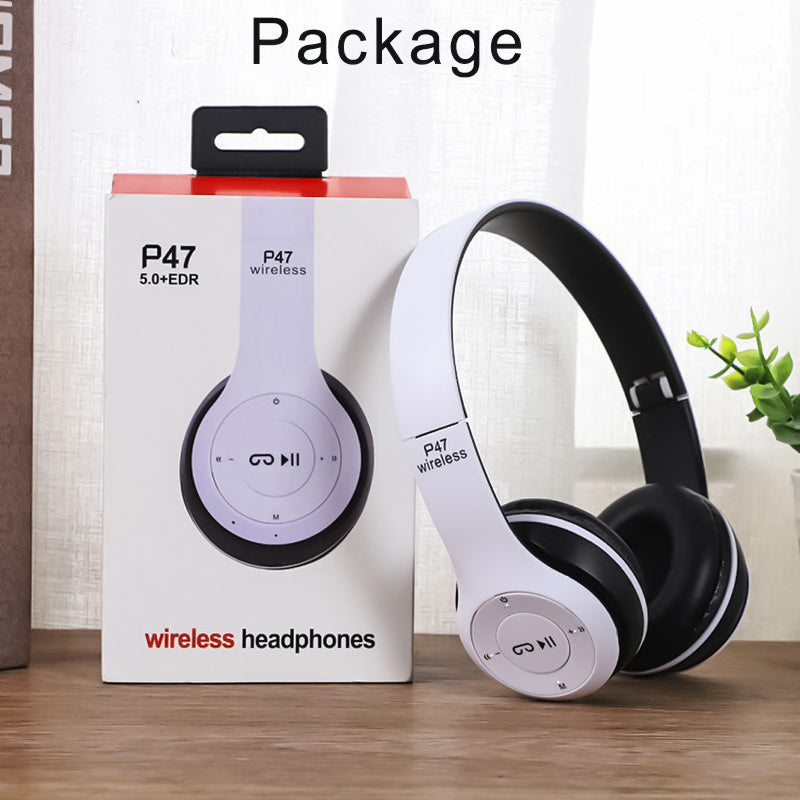 Auriculares Bluetooth P47 Inalámbricos, Auricular Estéreo Inalámbricos Plegables Micrófono Incorporado con SD/TF/FM/ MP3 Audio cable