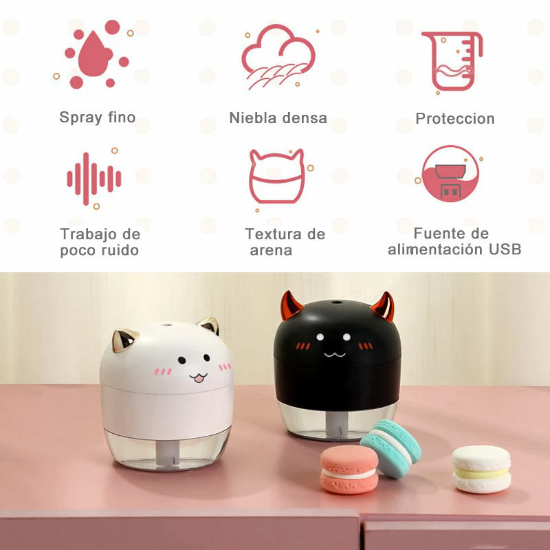 Humidificador con luz LED ultrasónico del ángel/demonio, Humidificador aromaterapia para casa de 200ML, purificador de aire