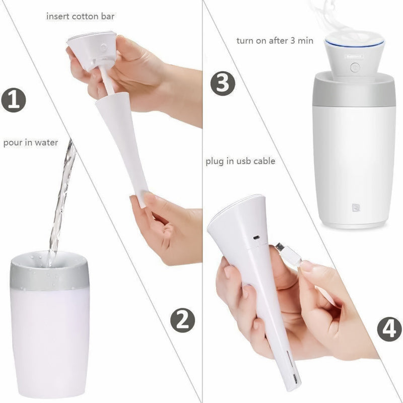 REMAX Humidificador Con Luz LED, Difusor Aromaterapia, Humidificador Ultrasónico, Conexión De USB, Para Viaje/Oficina/Hogar/Coche