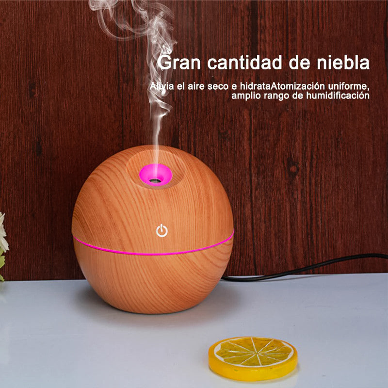 Mini humidificador aromaterapia para casa y coche, difusor de aromaterapia con carga USB de 130ML, con luz nocturna LED