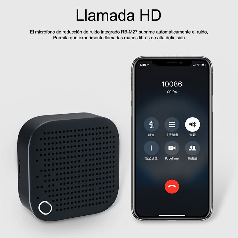 Mini Altavoz RB-M27 Bluetooth Portátiles, TWS HD Estéreo, Altavoz metálico inalámbrico con Micrófono, para el Hogar y Viajes