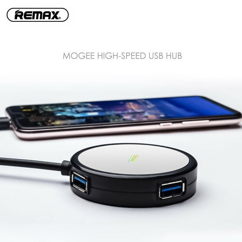 REMAX RU-U20 USB Tipo-C de 4 Puertos de USB con Espejo y Luz LED Multicolor, Divisor USB de Alta Velocidad para Móvil de Tipo-C, Portátil, MacBook Conectar con Disco Duro Externo, Pen Drive, Ratón, Teclado, Móvil, Cámaras