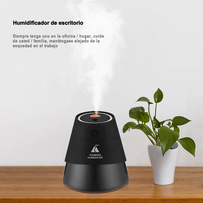 Mini Humidificador Iceberg de 230ml, con luz LED nocturna, humidificador ultrasónico creativo de niebla fría tres en uno