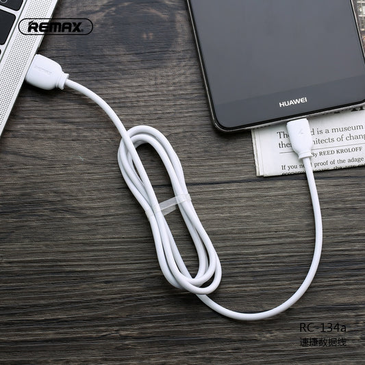 REMAX RC-134a Cable USB a Tipo-C de 2.1A,Cable para Carga de Teléfono Móvil o Pasar Datos,100cm