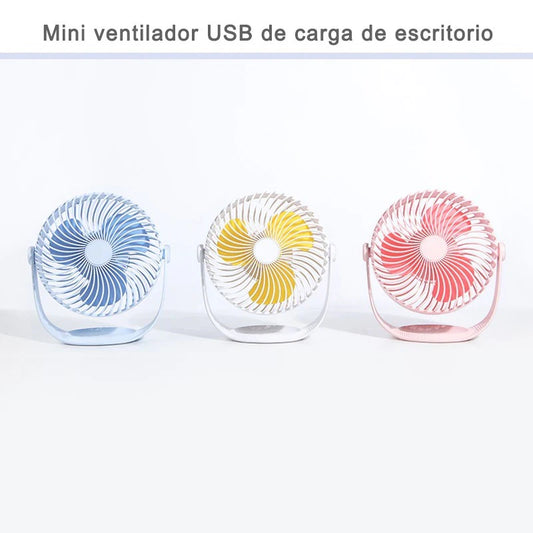 Mini ventilador USB de carga de escritorio de rayas rotación de 360 grados tercer engranaje de la pequeño silencioso ventilador