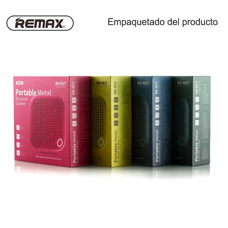 Mini Altavoz RB-M27 Bluetooth Portátiles, TWS HD Estéreo, Altavoz metálico inalámbrico con Micrófono, para el Hogar y Viajes