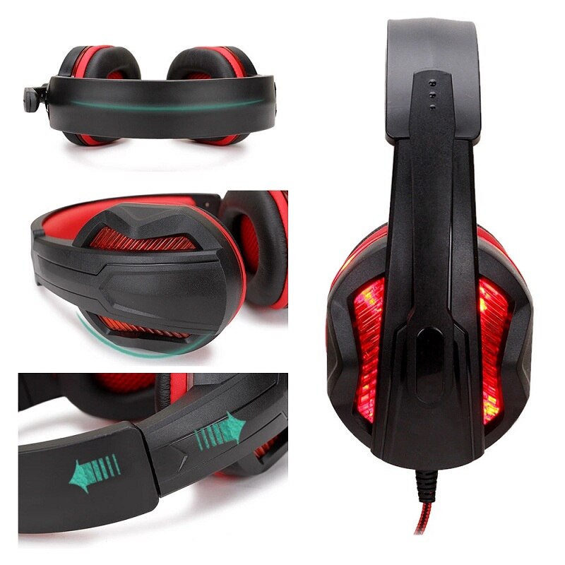 Auricular Gaming Para PC, Casco Con Luces LED, Con Micrófono, Lleva El Control Del Volumen Y El Interruptor De Silencio-802684