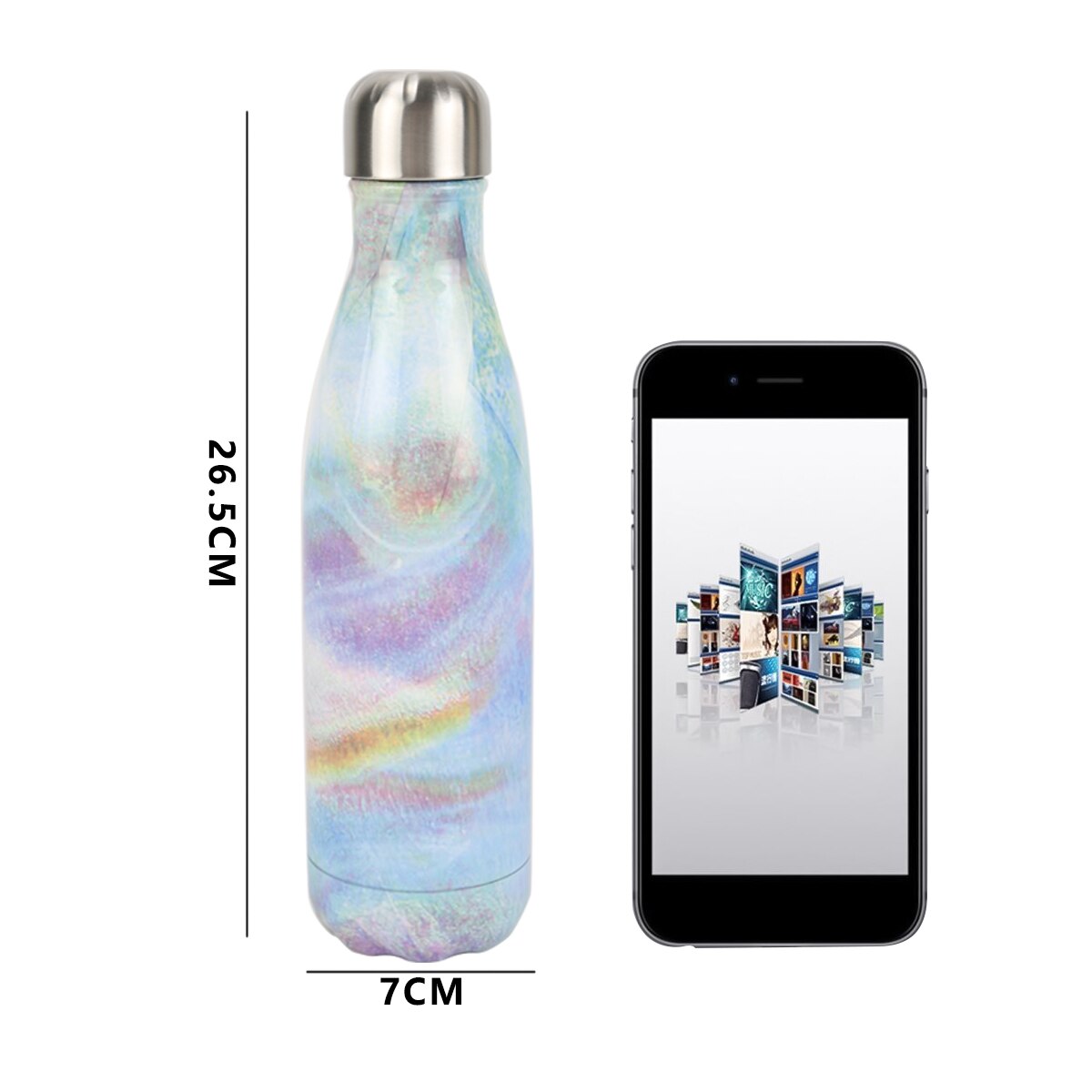 HUSL 500ML Botella Térmica, Botella de Agua Acero Inoxidable, Botella Agua Deporte Sin BPA, Cantimplora de Agua Reutilizable, Termo Agua 12 horas caliente,24 frio, para Viaje, Deporte, Eco-friendly(parte.1)