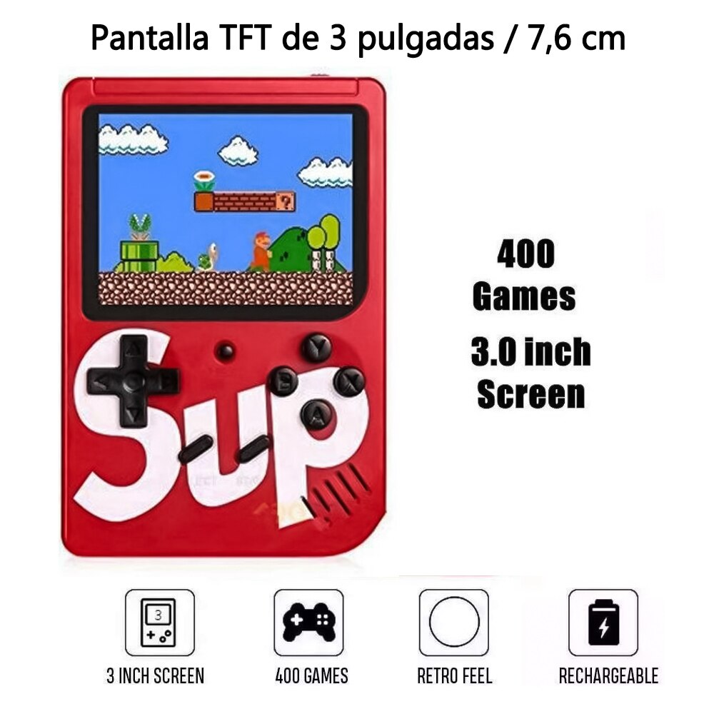 Sup Game Box 400 in 1 Games Retro Portable Mini Handheld Game Console, con 400 Juegos Clásicos Incluido, Recargable