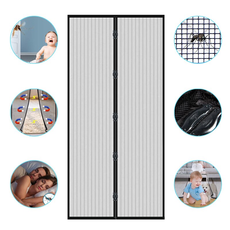 Mosquitera Puerta Magnética, HUSL 140x230cm Corredera Cortina Mosquitera Magnética, para Sala de Estar, Dormitorio, Balcón--para Puertas de Madera