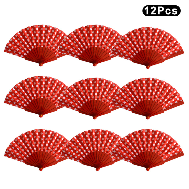HUSL ABANICOS PLASTICO LUNARES FLAMENCO 23CM, ABANICOS PARA EVENTOS, DETALLES PARA LOS INVITADOS, REGALOS DE BODA, FIESTAS,POLKA