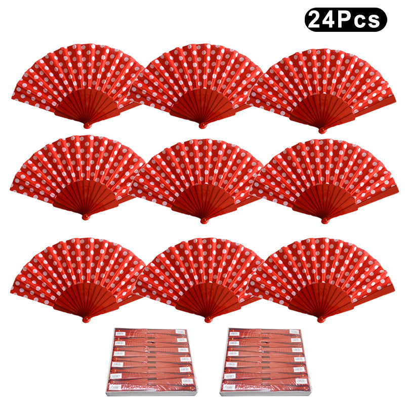 HUSL ABANICOS PLASTICO LUNARES FLAMENCO 23CM, ABANICOS PARA EVENTOS, DETALLES PARA LOS INVITADOS, REGALOS DE BODA, FIESTAS,POLKA