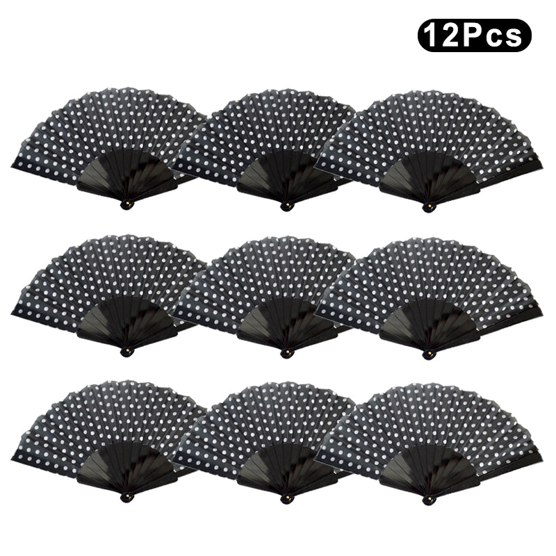 HUSL ABANICOS PLASTICO LUNARES FLAMENCO 23CM, ABANICOS PARA EVENTOS, DETALLES PARA LOS INVITADOS, REGALOS DE BODA, FIESTAS,POLKA