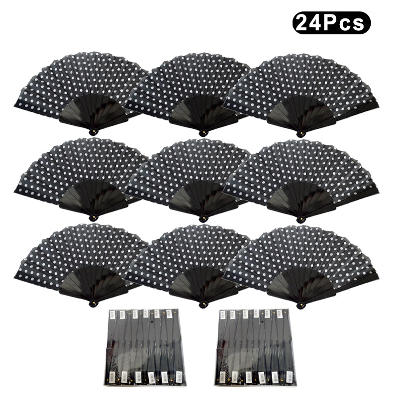 HUSL ABANICOS PLASTICO LUNARES FLAMENCO 23CM, ABANICOS PARA EVENTOS, DETALLES PARA LOS INVITADOS, REGALOS DE BODA, FIESTAS,POLKA