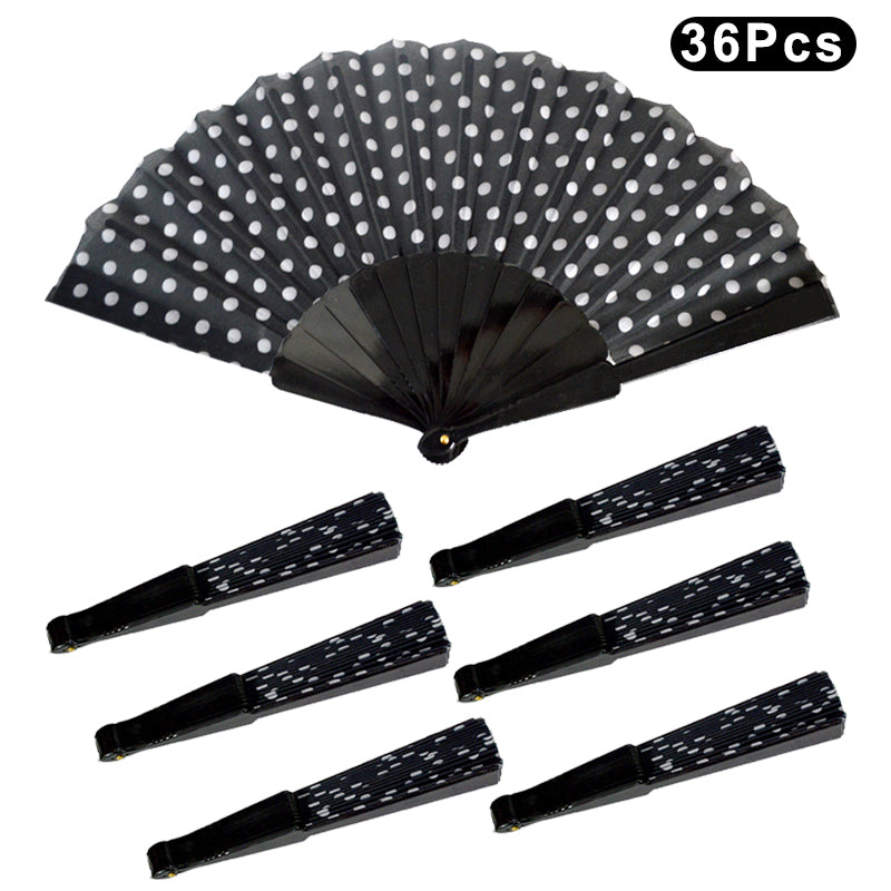 HUSL ABANICOS PLASTICO LUNARES FLAMENCO 23CM, ABANICOS PARA EVENTOS, DETALLES PARA LOS INVITADOS, REGALOS DE BODA, FIESTAS,POLKA