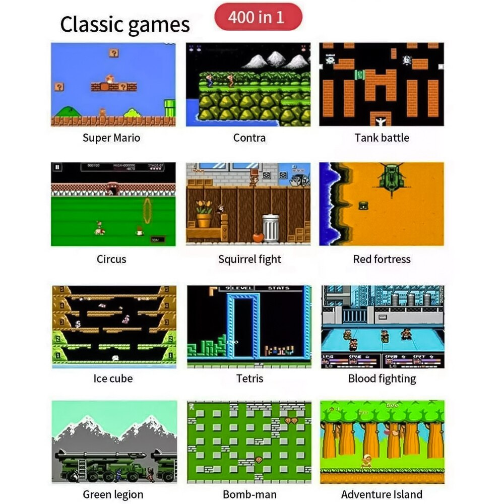 Sup Game Box 400 in 1 Games Retro Portable Mini Handheld Game Console, con 400 Juegos Clásicos Incluido, Recargable