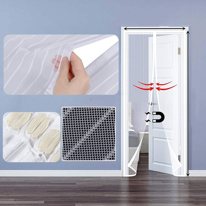 Mosquitera Puerta Magnética, HUSL 140x230cm Corredera Cortina Mosquitera Magnética, para Sala de Estar, Dormitorio, Balcón--para Puertas de Madera