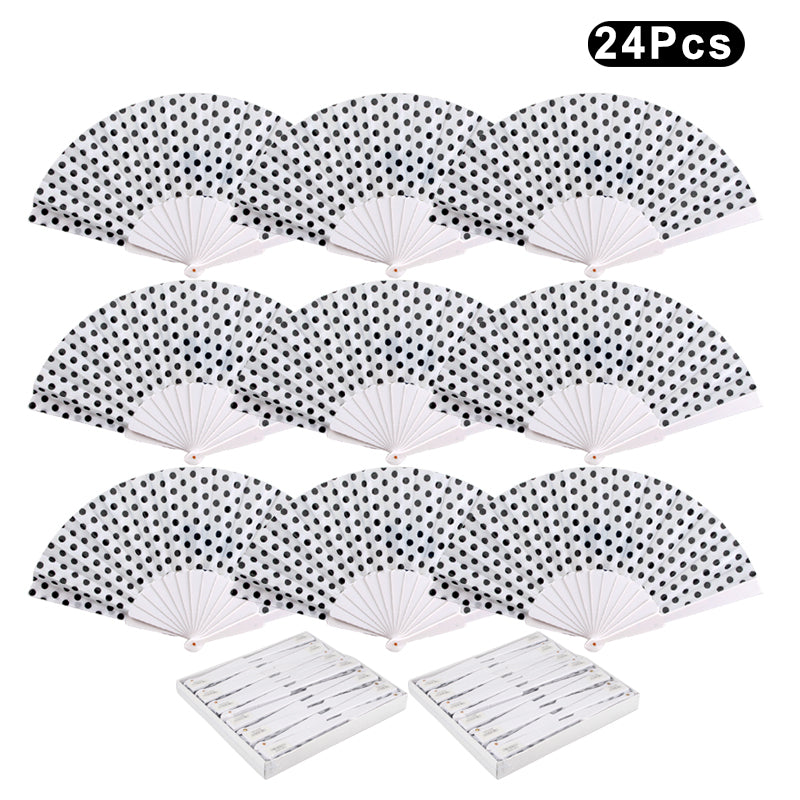 HUSL ABANICOS PLASTICO LUNARES FLAMENCO 23CM, ABANICOS PARA EVENTOS, DETALLES PARA LOS INVITADOS, REGALOS DE BODA, FIESTAS,POLKA